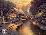 Thomas Kinkade Canvas Paintings - Christmas Evening